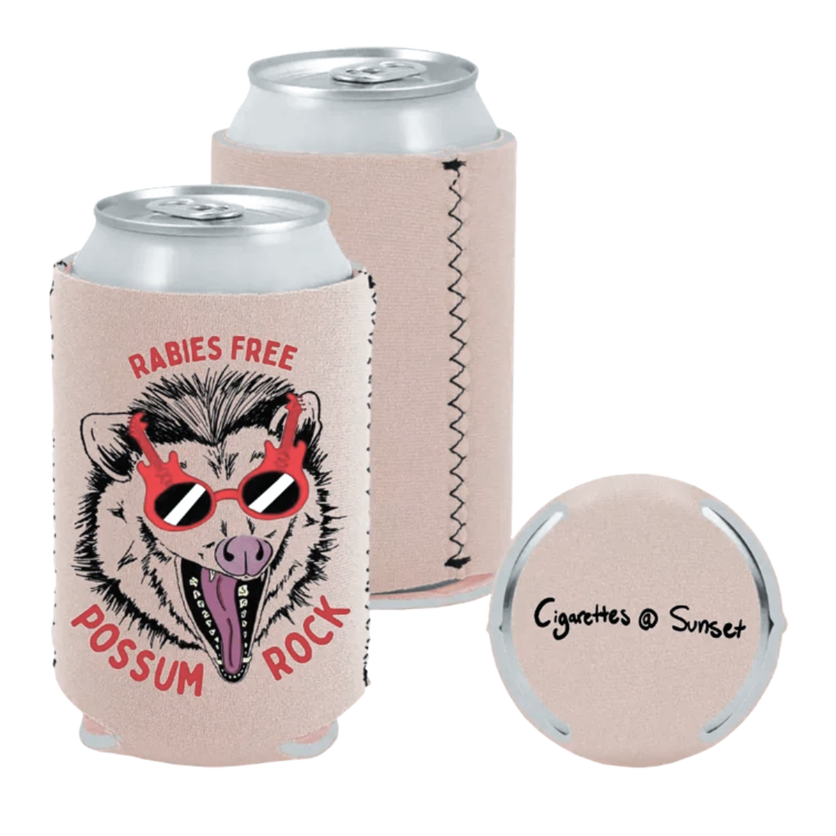 "Rabies Free" Tan Koozie