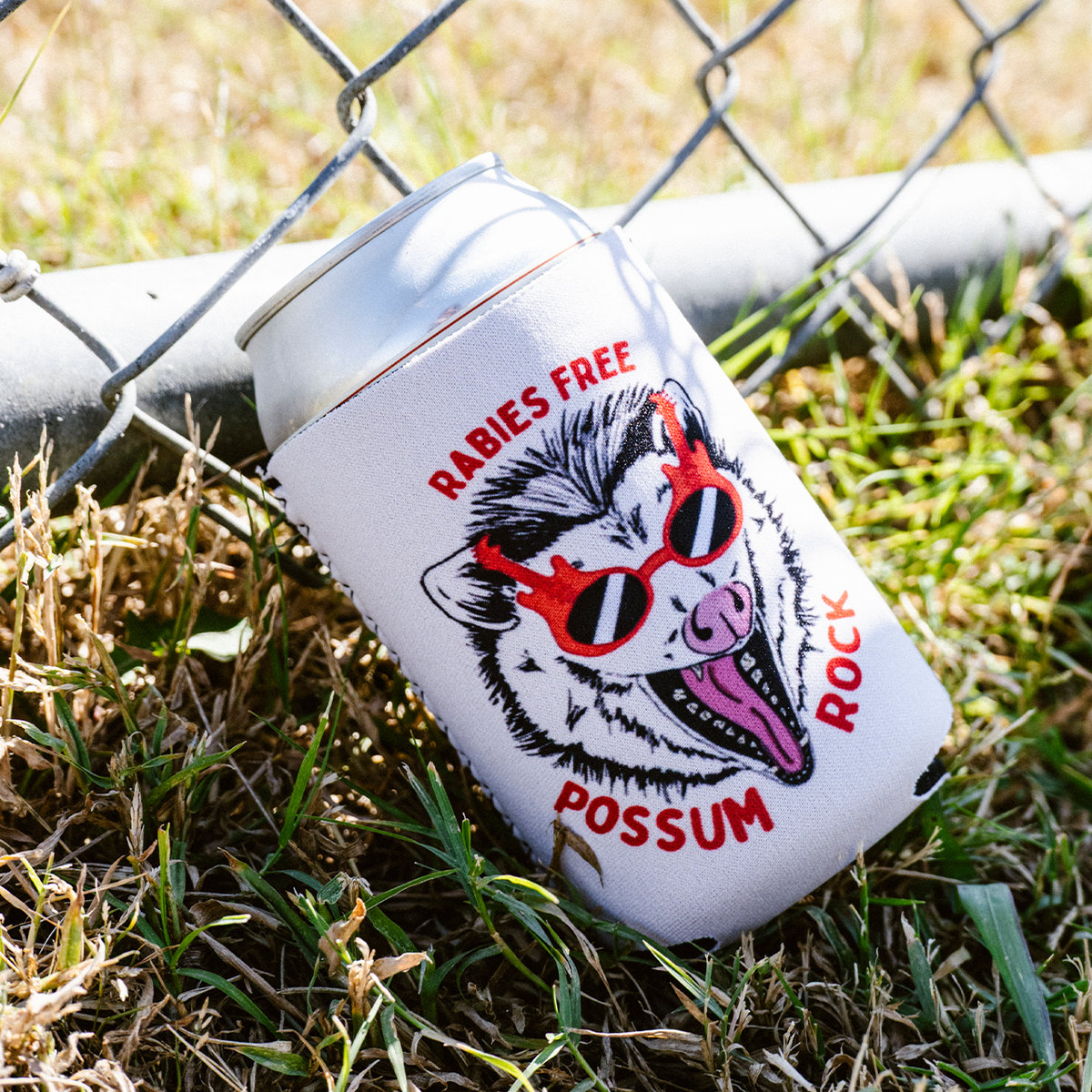 "Rabies Free" Tan Koozie